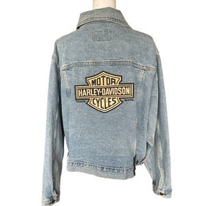 Harley-Davidson Denim Jean Jacket Women's Plus Size 2W Bar And Shield Biker Moto